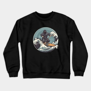 Surf Ninjas on surf board great wave Crewneck Sweatshirt